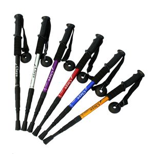 Trekking Poles Nordic Walking Four Section Anti Shock Adjustable Telescopic Scandinavian Sticks Hiking Stick 230307