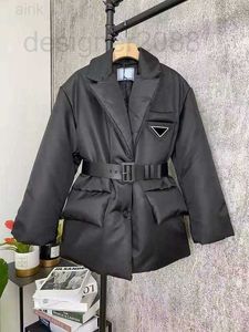 Women’s Down Designer Designer تصاميم العلامة التجارية للسيدات معاطف سترة Winter Long Coat مع حزام مشد سيدة Slim Jacket