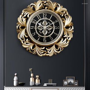 Wall Clocks Luxury Bedroom Clock Round Design Silent Vintage Art Watch Office Unique Chic Unusual Horloge Interior Decoration