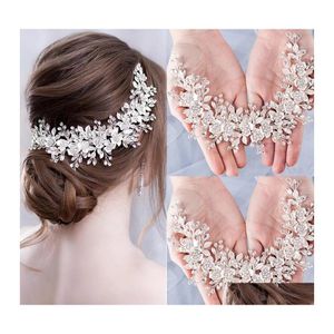 Headpieces Crystals Beading Bridal Crown Tiara Wedding Hair Accessories Women Handmade Headband Ornaments Female Prom Headdress Hair Dhjbf