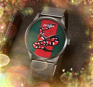 Moda Famoso marchio di orologi da uomo ape serpente modello tigre data automatica movimento al quarzo tessuto in nylon cintura in pelle diamanti eleganti orologi da polso di lusso semplici regali