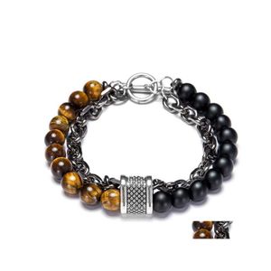 Fios com miçangas braceletas de miçanga de pedra natural yoga elástica e feminino aço inoxidável entrega de jóias de jóias de jóias dhdg3