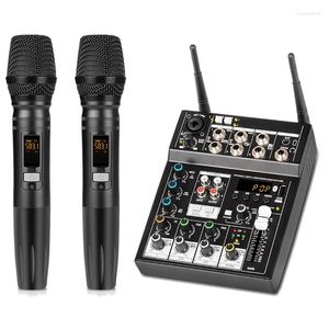Microphones Mixer With Wireless Microphone Studio Sound Mixers 4 Channel Bluetooth REC DJ Console Mixing B