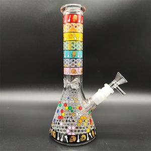 10 Inch Heady Bong Glow In The Dark Hookah Colorful Skull Bee Nest Green&Red Glass Beaker Bong Halloween Pipe Glass Water Bottles 14MM Bowl&Stem