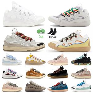 Original casual shoes leather curb dress shoes men women sneakers Beige Yellow White Ivory Rainbow Triple White Grey Blue Grey Dark Green Light Blue