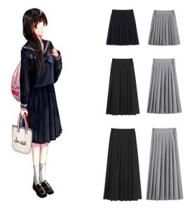 Kledingsets Koreaanse Japanse stijl High School Student Rok Uniform Ploeged strakke taille Zwarte collage Women Girls Pak Kawaiiclo1192766