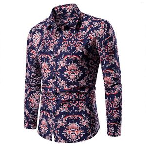 Men's T Shirts Shirt Large SIze Printed Long Men's Loose Casual Lapel Sleeved Men Art 3d Digital Print Clothes Retro Beachwear