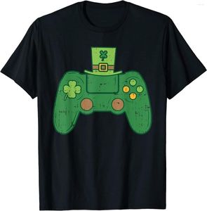 メンズTシャツビデオゲームコントローラーアイリッシュゲーマーボーイズセントパトリックスデイメンズTシャツ