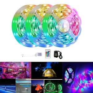 Remsor LED -lampor 3528 RGB Mutil färg förändras flexibel med 24 nyckelfjärrkontroll för sovrums -tv -bakgrundsbelysning