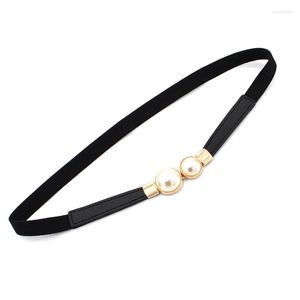 Belts Women's Dress Fashion Pearl Pair Buckleloose Tight Belt Hundred Stretch Waist Seal Trim WaistBelts