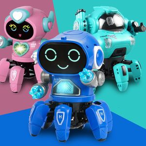 Electric/RC Animals Dance Music 6 Claws Robot Octopus Spider Robots fordon Födelsedagspresent Toys For Children Early Education Baby Toy Boys Girls 230307