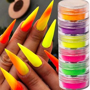 Paznokcie brokat 6pc kolorowy neon proszek fluorescencyjny makijaż matowy cień do cienia do powiek Pigment Pigment DIY