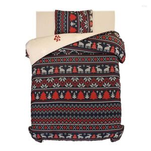Bedding Sets Party Comforter Set Christmas Tree Reindeer Pattern Microfiber Coverlet Pillowcase Cover For Winter Holiday