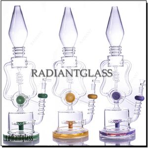 Wasserpfeifen Glasbongs Spiralspule Recycler Wasserpfeifen Lookah mit Sprinklerkopf Perc Big Bong