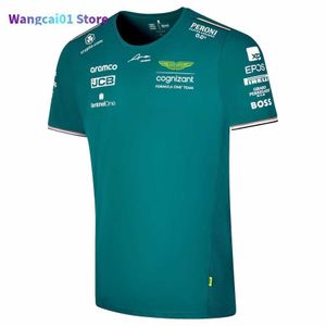 Wangcai01 Men's TシャツAston Martin Aramco Cognizant F1 2023公式フェルナンドアロンソチームドライバーTシャツ0307H23