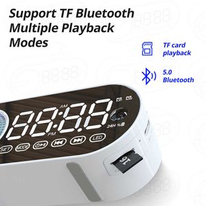 Tragbare Lautsprecher Wireless Bluetooth -Lautsprecher mit mini tragbaren Kartenuhr Sound Dual Takteinstellungen für alle Support