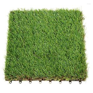 Decorative Flowers Artificial Grass Tile Interlocking Synthetic Carpet Tiles Fake Turf Indoor Outdoor Green Lawn Mat