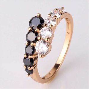 Anéis de banda Moda 5 Black Gems Rings Cross Rings Anel de casamento exclusivo para mulheres Jóias de festa de presente AA230306