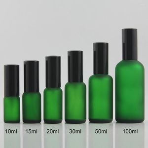 Storage Bottles Round Shampoo Bottle Pumps Ceramic Cosmetic 20ml Glass Packaging Green Lotion Pump