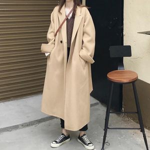 Women's Wool & Blends Khaki Cotton Coat Clothing Winter 2023 Loose Small Windbreaker Thickened Long