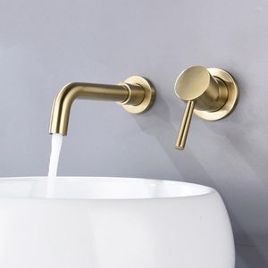 Badrumsvaskar kranar skowll väggmontering tub fyllmedel modern kran med 360 svängbar pip enstaka handtag fartyg guld px-12