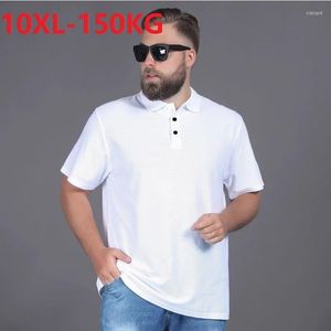 T-shirt da uomo Summer Men Hole Tshirt traspirante Quick Dry Manica corta Large Size 9XL 10XL Elasticity Sport Tees Top Turn Down Collar