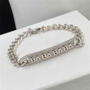 Cuboid Plate Charm Bracelets Letters Combination Bracelets for Women Lobster Buckle Link Chain Jewelry