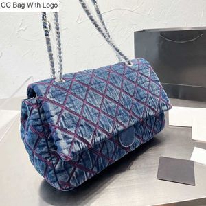 CC Çanta Diğer Çantalar 2023 5A Kadınlar Kapitetli Flep Bag Denim İşlemeli Tasarımcı Alışveriş Çantası Elmas Gümüş Donanım Zinciri Omuz Crossbody Lüks Bayanlar Büyük C