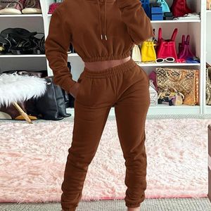 Women's Two Piece Pants Jogging Suits For Women 2 Sweatsuits Tracksuits Outfits Sexy Long Sleeve Warm Fleeece Crop Hoodie Bodycon Sets