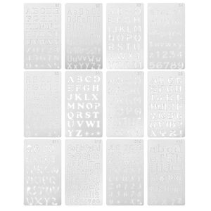 Dekorativa figurer Objekt 12 st alfabet Stencils Återanvändbar bokstavsmålning Plast DIY Ritningssprutningsmallar