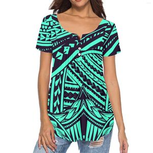 Kvinnors T-skjortor Polynesia Tribe Women Clothing Samoa 2023 Summer Girls Fashion Tattoo Tryckning Kort ärm V-Neck Casual T-shirts