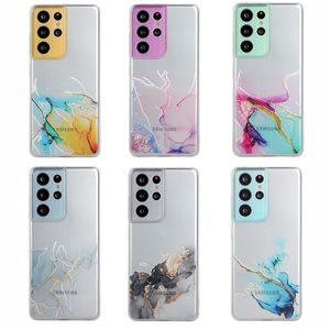Watercolor Painting Marble Cases Camera Protection Shockproof For Samsung S23 Ultra S22 Plus S21 FE A04 A04E A14 A34 A54 A13 A23 A33 A53 A73 A03 A03S A12 A22 A32 A52 A72