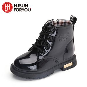 Новый 2022 Winter Martin Boots for Kids - водонепроницаемая кожа PU, резиновые подошвы, модные кроссовки для мальчиков и девочек