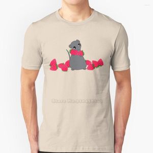 Camisetas masculinas yuki e morangos verão adorável design hip hop t-shirt tops rat rouse frutas cesto