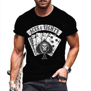 Men Clothing Fashion Casual Tops T-shirt Mens Sports Crew Neck Youth Letter Skull Print Black Mens Blouses Spring And Autumn