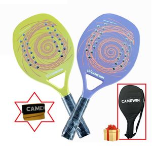 Tennis Rackets CAMEWIN Beach Tennis Racket Full Carbon Professional Soft EVA Face Beachtennis Racquet Adult Unisex Padel Rackets 230307