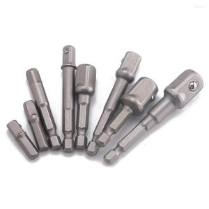 8pcs Socket Wrench Adapter Hex Shank To 1/4" 3/8" 1/2" Impact Driver Drill Bits