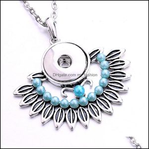 Подвесные ожерелья Fahion Retro Sier Snap Button Jewelry Акриловая жемчужина
