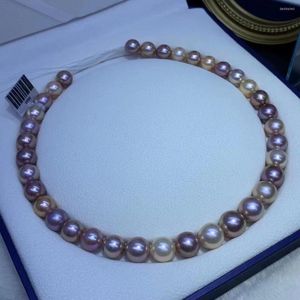 Chains DL Classic Fresh Water 10-13mm Round Mix Color Purple Champagne White Genuine Pearls Necklaces For Women Holidays Presents