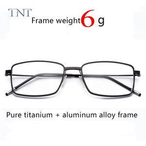 Solglasögon ramar korea stil ren titan aluminium optiska glas ramar män fyrkantiga recept glasögon metall myopia glasögon mode