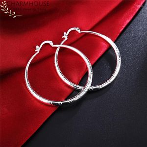 Hoop kolczyki Charmhouse dla kobiet Sterling Silver okrągły koło Big Earing Brincos Femme Pendientes Wedding Bridal Jewelry Gift