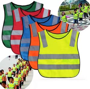 Barnens säkerhetskläder Student Reflective Vest Children Proof Vests Hög Synlighet VARNING Patchwork Vest Safety Construction Tools J0307