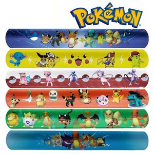 Zabawki Pokemon Snap bransoletki Pikachu Anime nadgarstek dziecko kieszonkowy Slap Band Puzzle zabawki dla chłopców dziewcząt Pokemon nadgarstek Party prezenty