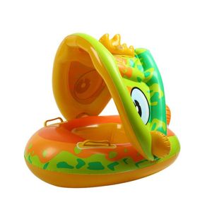 INS New Baby Swimming Pool Float Inflatable Mattress Pool Floats Buoy Ring with Safety Seat Tube Babies Floating Swim Trainer with sun canopy