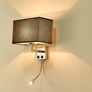 Wall Lamp LED Modern Simple Fabric Bedside With Switch Cross Mirror El Living Room Bedroom