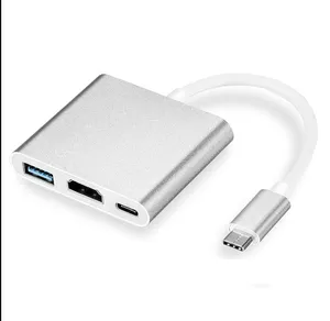 3 i 1 Typ C till HDMI-kompatibel USB 3.0 Laddningsadapter Kontakter USB-C 3.1 Hub för Mac Air Pro Huawei Mate10 Samsung S8 Plus