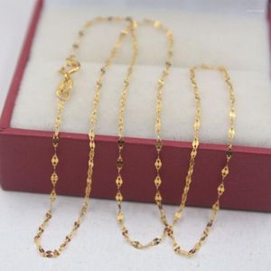 Chains Genuine Real 18K Yellow Gold 1.6mm Lip-Shape Link Chain Necklace For Woman 16inch Stamp Au750Chains