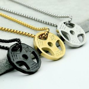 Pendant Necklaces Punk Hip Hop Dumbbell Gothic Stainless Steel Necklace Men Fashion Popcorn Chain Jewelry Valentine Gift