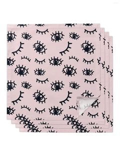 Table Napkin Eye Line Drawing Black Eyelashes 4/6/8pcs Cloth Decor Dinner Towel For Kitchen Plates Mat Wedding Party Decoration