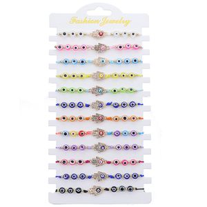 12pcs/set Devil 's Eye Bracelet 남자 여자 여자 귀여운 만화 팔찌 사악한 눈 구슬로 된 손목 팔찌